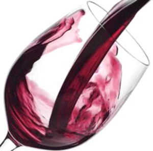 Vino bicchiere vino rosso inclinato